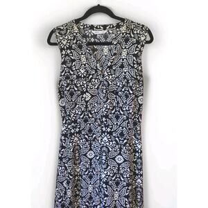 Croft & Barrow Shift Dress Plus 1X Midi Sleeveless Black/White Belt boho casual